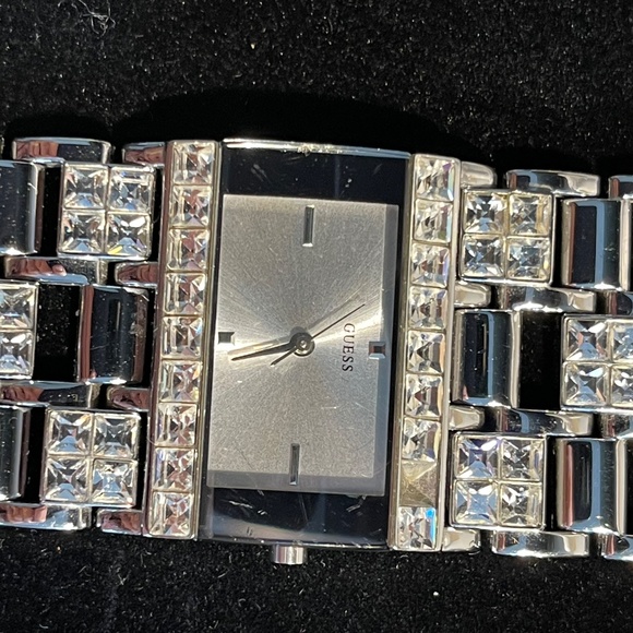 Women\'s Art Deco GUESS Wristwatch- Silver Tone With Rhinestones main image 7